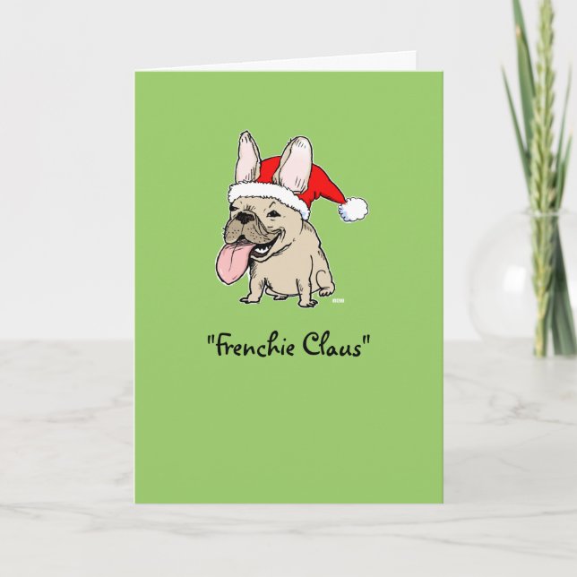 Lustig Fransk Bulldog jul Cute Frenchie Santa Helgkort (Framsida)