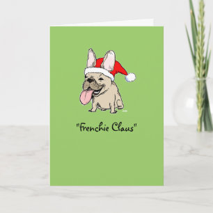 Lustig Fransk Bulldog jul Cute Frenchie Santa Helgkort