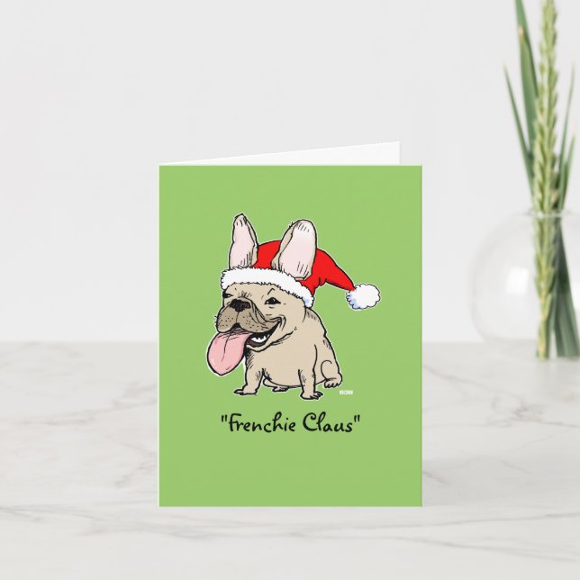Lustig Fransk Bulldog jul Frenchie Santa Helgkort (Framsida)