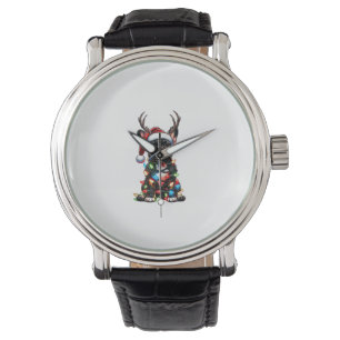 Lustig Fransk Bulldog jul Santa Hat Light Rei Armbandsur