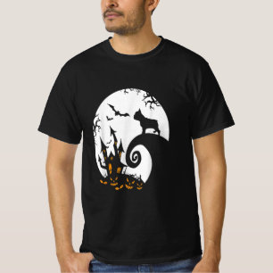 Lustig Fransk Bulldog och Måne Halloween Costume T Shirt