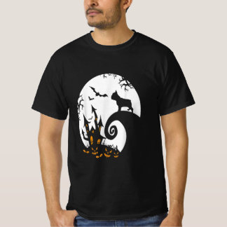 Lustig Fransk Bulldog och Måne Halloween Costume T Shirt