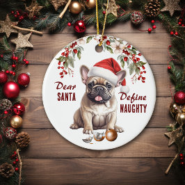 Lustig Fransk Bulldog Valp Define Naughty Jul Julgransprydnad Keramik