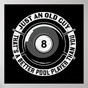 lustig gammal man Billiards ord art sport Poster