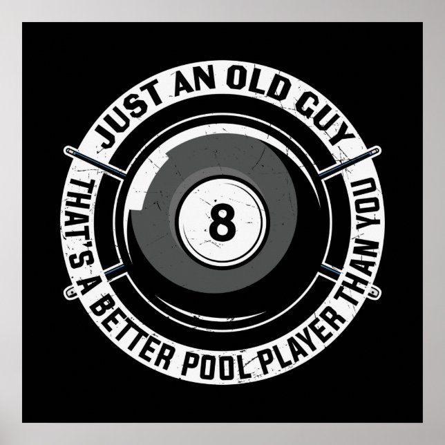 lustig gammal man Billiards ord art sport Poster (Framsidan)