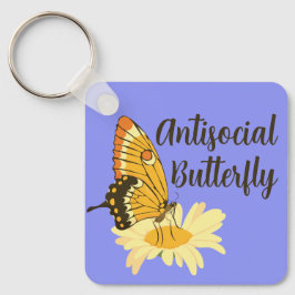 Lustig gåva till Introvert Antisocial Butterfly Nyckelring
