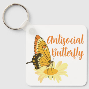 Lustig gåva till Introvert Antisocial Butterfly Nyckelring