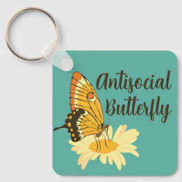 Lustig gåva till Introvert Antisocial Butterfly Nyckelring
