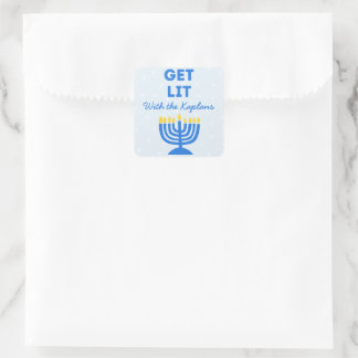 Lustig "Get Lit" Chic Personlig Menorah Hanukkah Fyrkantigt Klistermärke
