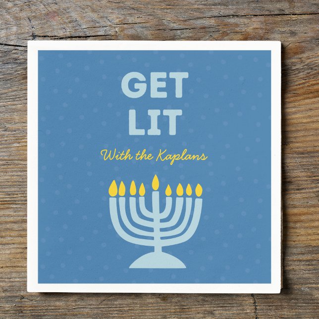 Lustig "Get Lit" Chic Personlig Menorah Hanukkah Pappersservett (Skapare uppladdad)