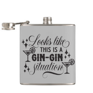 lustig gin älskare ord art fickplunta