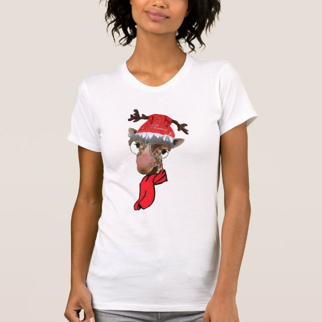 lustig giraffe christmas t-shirt-design t shirt (Framsida)