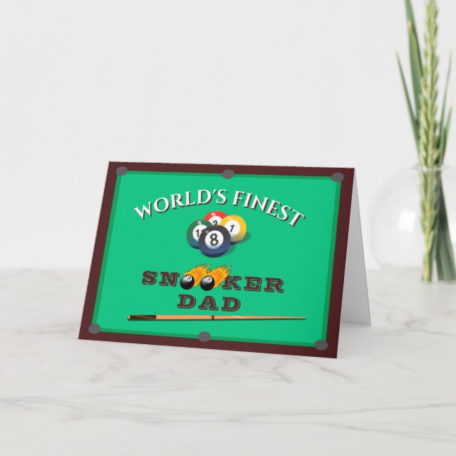 Lustig Grönt Bassäng Bord Snooker Pappa Fars dag Kort (Framsida)