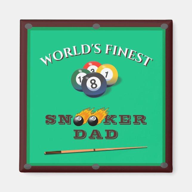 Lustig Grönt Bassäng Bord Snooker Pappa Fars dag Magnet (Framsidan)