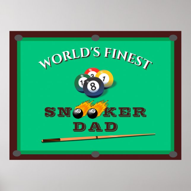 Lustig Grönt Bassäng Bord Snooker Pappa Fars dag Poster (Framsidan)