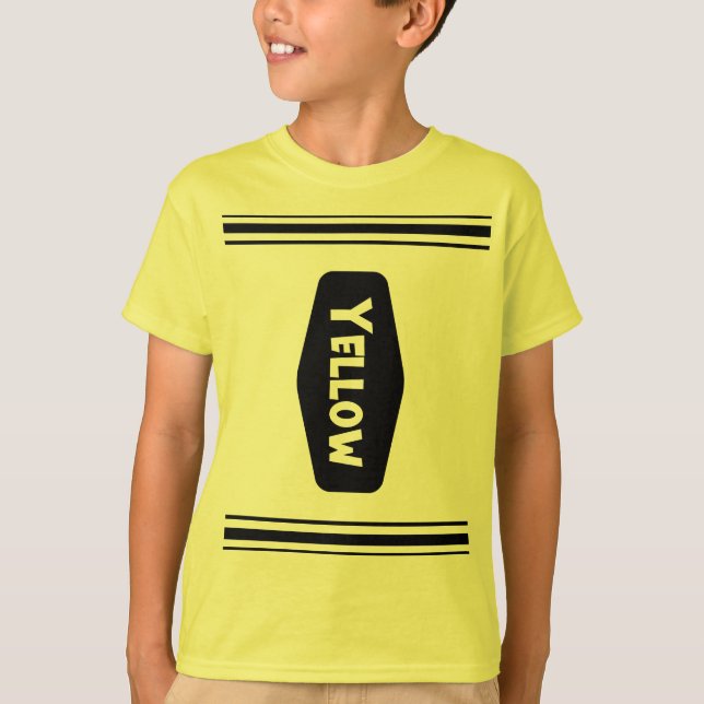 Lustig Gult Crayon Halloween Costume T-shirt (Framsida)