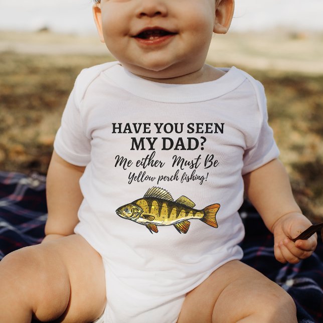 Lustig Gult Perch Fishing Pappa Fish Gift Baby T Shirt (Skapare uppladdad)