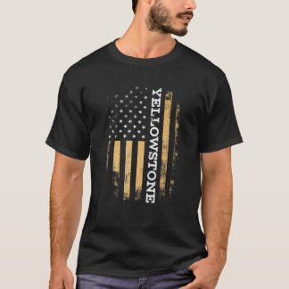Lustig Gult Stone Flagga Yellowstone American Flag T Shirt