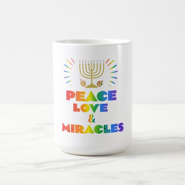 Lustig Hanukkah Peace Kärlek och Miracles Kaffemugg (Center)