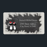 Lustig helgdag tecknad Santa cat par chalkboard Fraktsedel<br><div class="desc">Den fina tecknaden Santa-kattan har ett chalkboard-mönster.Modern och attraktiv professionell med contemporary touch. En liten elegans och stil.Anpassa med din monograminformation till att börja med,  namn och adress.</div>