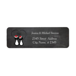 Lustig helgdag tecknad Santa cat par chalkboard Returadress Etikett