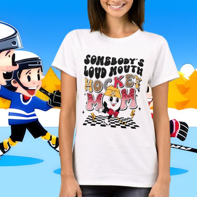 lustig, högljudd hockey Mamma ord art T Shirt (Skapare uppladdad)