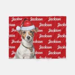Lustig Jack Russell Hund Namn, mönstrad jul Fleecefilt