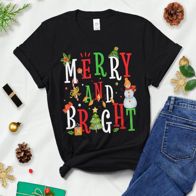 Lustig jul, Helgdag, Merry och Bright T Shirt (Skapare uppladdad)
