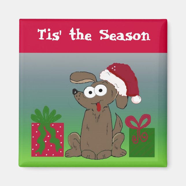 Lustig jul-Hund Magnet (Framsidan)