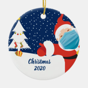 Lustig jul i Jultomten i Ansikte Mask Julgransprydnad Keramik