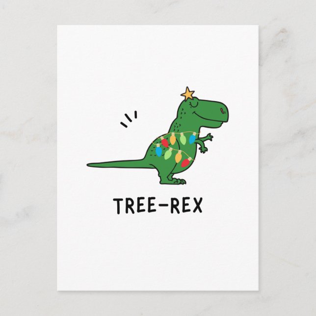 Lustig jul mellan Träd och Rex Helg Vykort (Framsida)