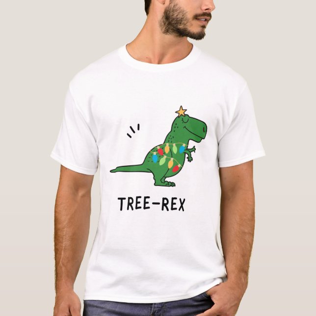 Lustig jul mellan Träd och Rex T Shirt (Framsida)