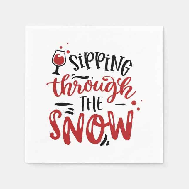 Lustig jul när vin dricker party Napkins Pappersservett (Framsidan)