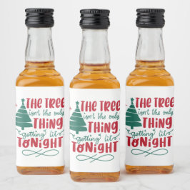 Lustig julbelyst träd ord art spritflaskor etikett