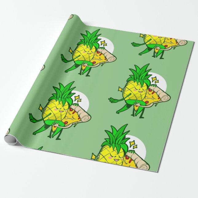 lustig kärlek-ananas pizza kawaii presentpapper (Utrullad)