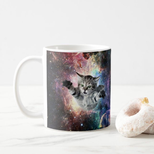 Lustig katt i rymden  kaffemugg (Med munk)