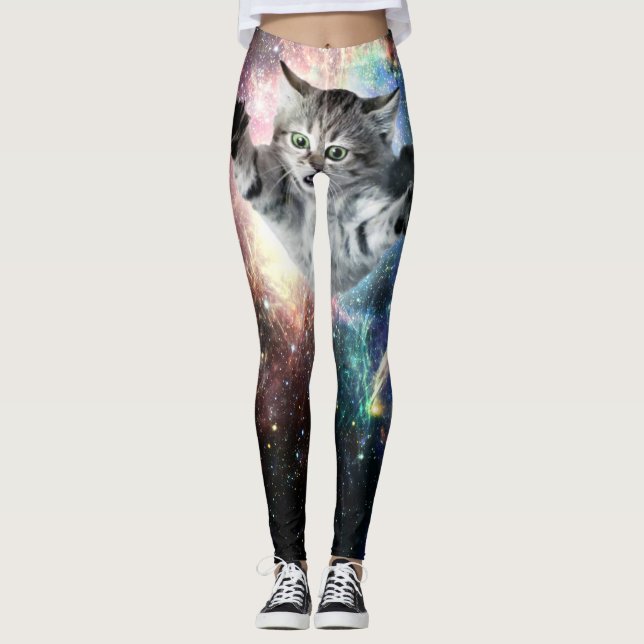 Lustig katt i rymden leggings (Framsida)