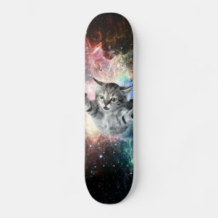 Lustig katt i rymden mini skateboard bräda 18,5 cm