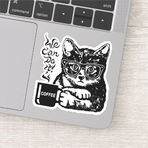 Lustig katt motiverad av kaffe klistermärken