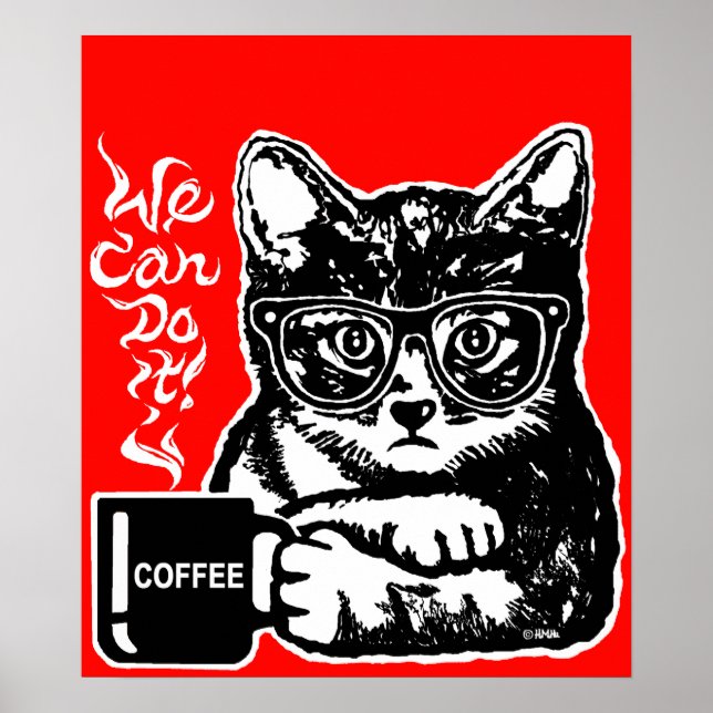 Lustig katt motiverad av kaffe poster (Framsidan)