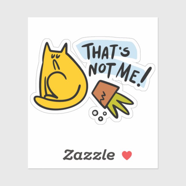 Lustig katt och omvänd blomkruka klistermärken (Ark)