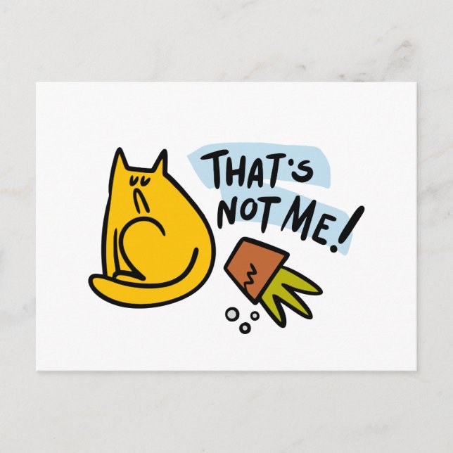 Lustig katt och omvänd blomkruka vykort (Framsida)