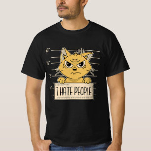 Lustig katt säger att jag hatar folk antisociala s t shirt