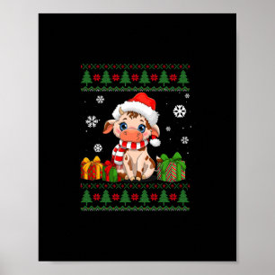 lustig ko älskare, söt ko, tomhatt ful christmas poster