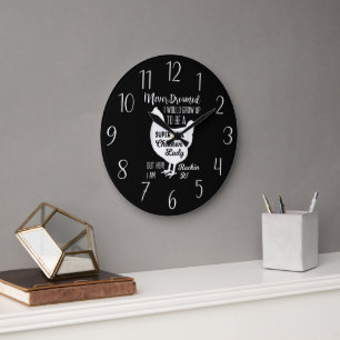 lustig kyckling älskare ord art Large Clock Stor Klocka