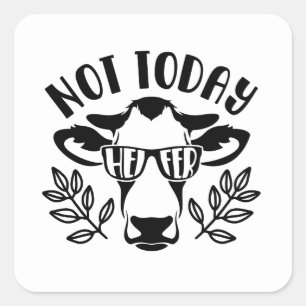 lustig Land ko ord art Square Sticker Fyrkantigt Klistermärke