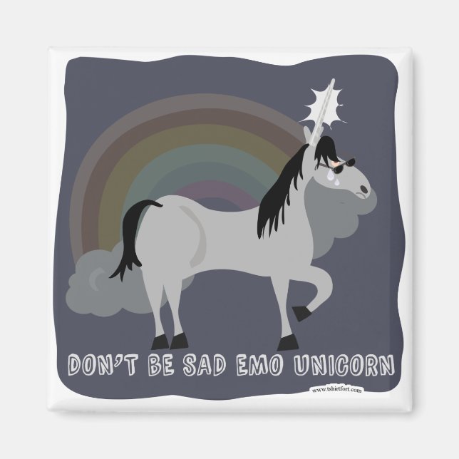 Lustig Ledsen Emo Unicorn Magnet (Framsidan)