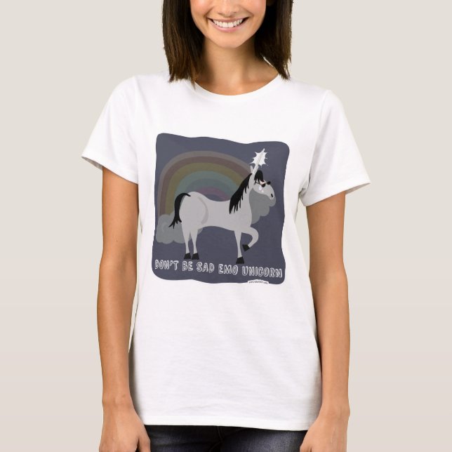 Lustig Ledsen Emo Unicorn T-shirt (Framsida)