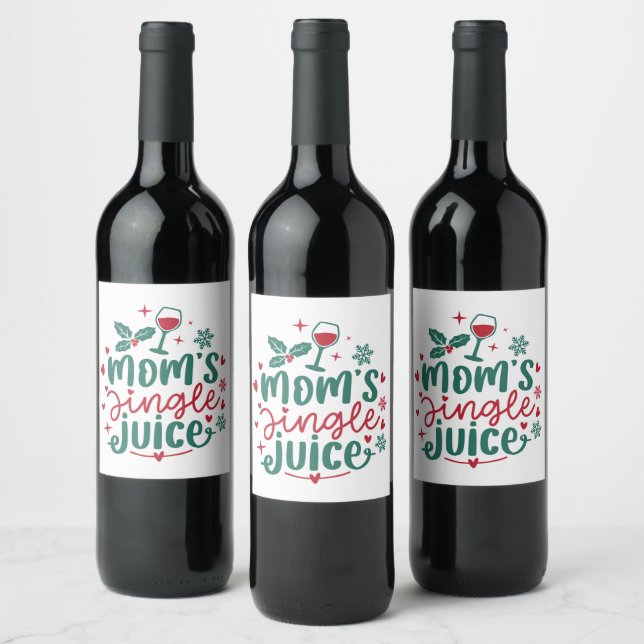 lustig Mamma Bejingle juice ord art jul Vinflaska Etikett (Flaskor)