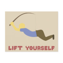 Lustig man Holding Himself med Fishing Pole